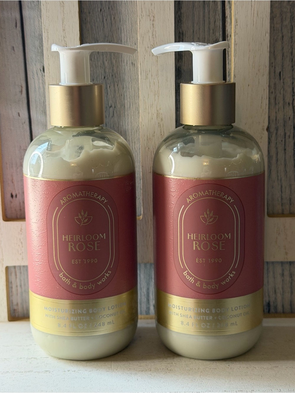 BATH & BODY WORKS HEIRLOOM ROSE Aromatherapy Body LOTION 8.4oz LOT X2 NEW Set